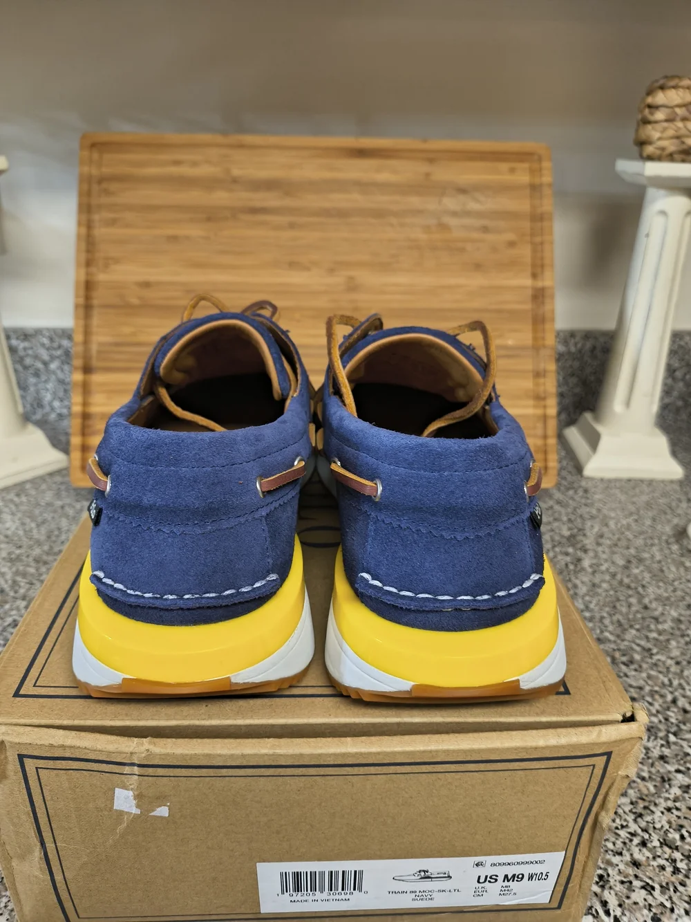 Polo by Ralph Lauren Navy Suede Deck Shoes with Yellow Accent